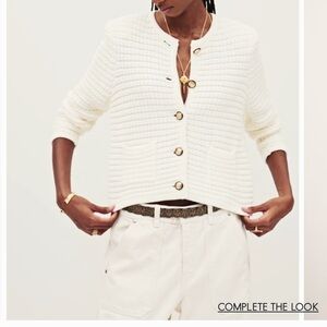 BASH Women's White Textured Gaspard Cardinan